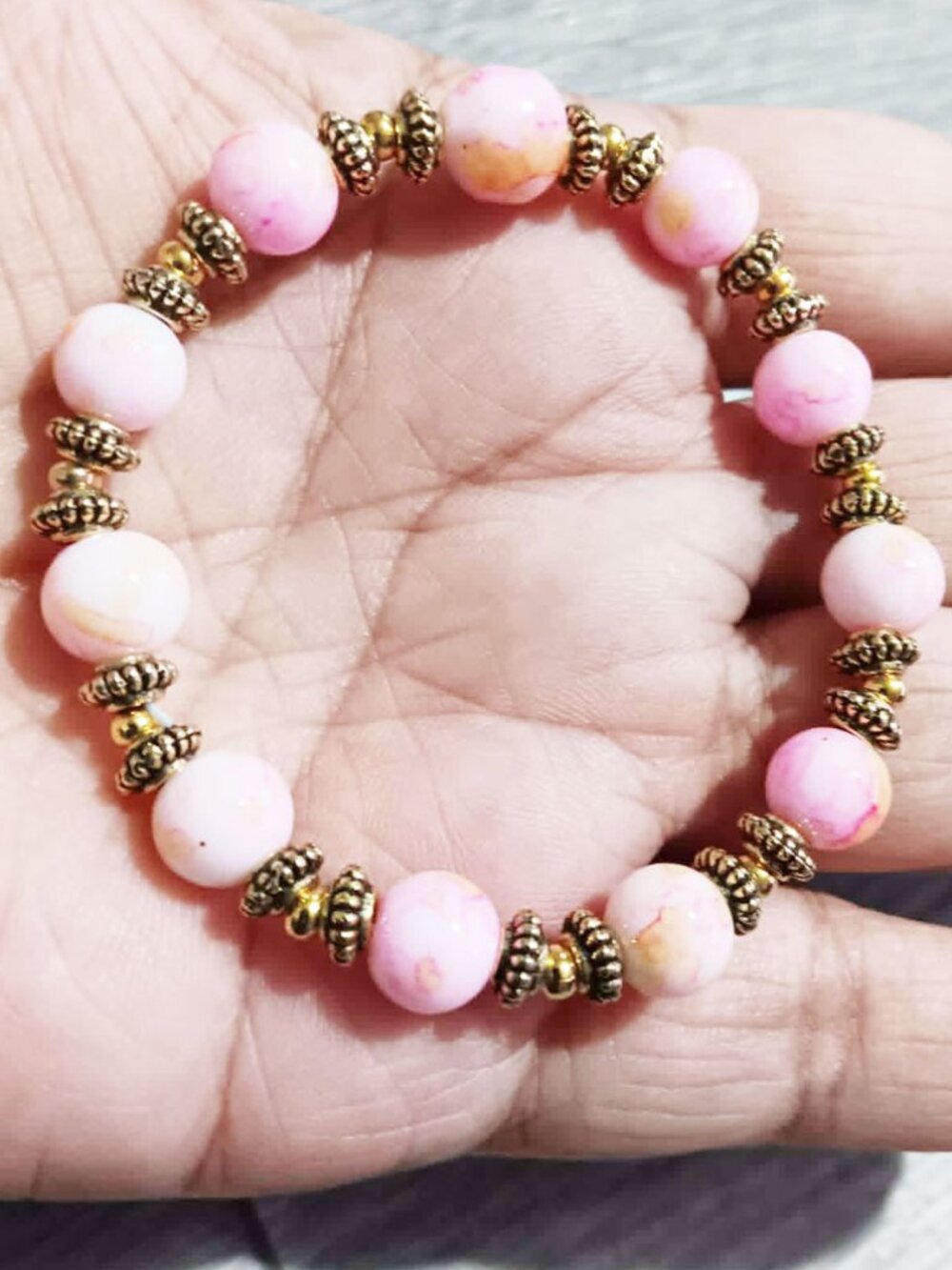 Pink Glass Bead Bracelet